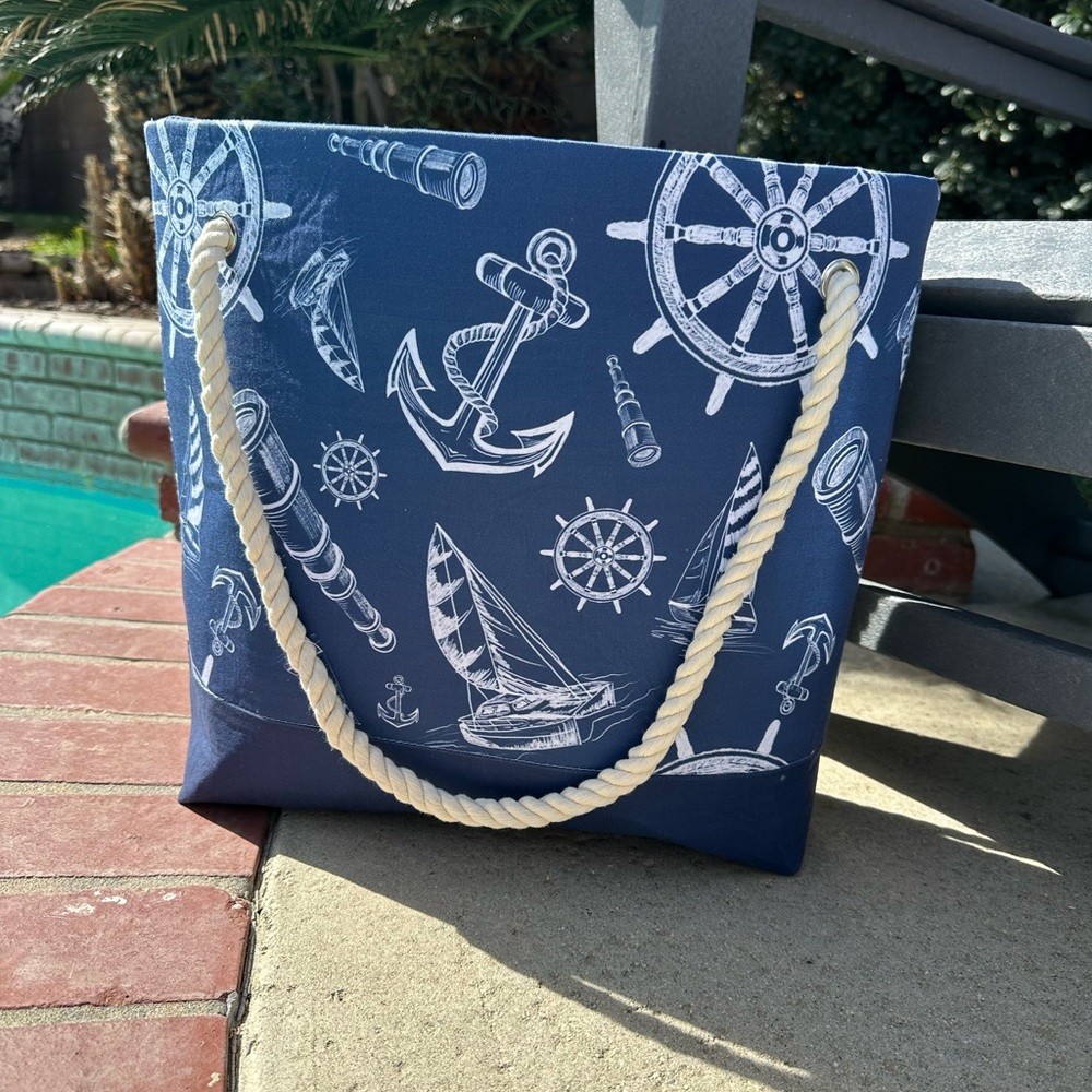 Nautical Blue Tote Bag w/travel strap